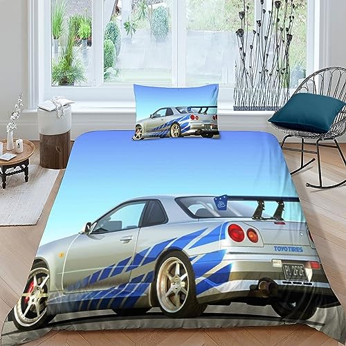 CPYANG Supersportwagen Bettbezug Set Sportwagen Bettwäsche Set 3D Betten Set Mit Reißverschluss Sanft Mikrofaser Geeignet Für Männer Und Frauen Single（135x200cm） von CPYANG