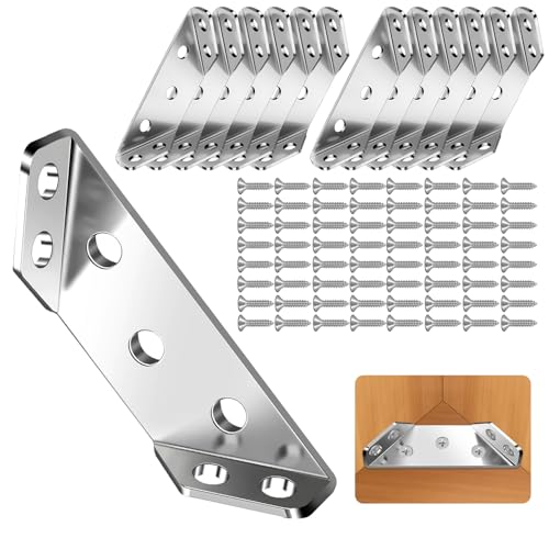 CPYJW 12 Stück Winkelverbinder,Winkelverbinder Edelstahl Metall Eckwinkel Dreieck Form Ecke Klammer Mit Schraube Möbelwinkel Metallwinkel für Holz Möbel Schrank Tisch Stuhl von CPYJW