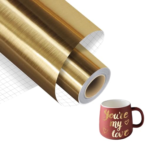 CPYJW Plotterfolie Selbstklebend,Vinylfolie Plotter Alufolie Gold Plotterfolie Vinyl Goldfolie Selbstklebend für Diy-Geschenke, Tasse, Fenster, Keramik, Kunststoff von CPYJW
