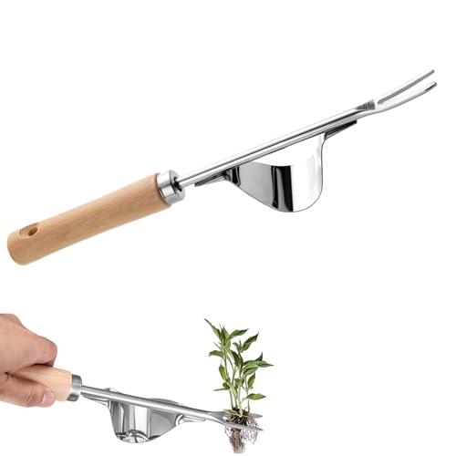 CPYJW Unkrautstecher Edelstahl,Hand Unkrautstecher Schneckenzange Garten Löwenzahn Entferner Mit Holzgriff für Den Garten Rasen Hof Y-Förmiger Jäter Zum Gartengraben Jäten Umpflanzen von CPYJW