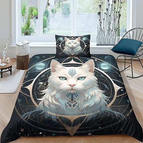 CPYang Cat Bettwäsche Set Reißverschluss pet Cat Bettdeckenbezug Baumwolle Bed Linen Sets Verschiedene Größen Bettbezug Zip-Verschluss Steppdeckenbezug Single（135x200cm） von CPYang