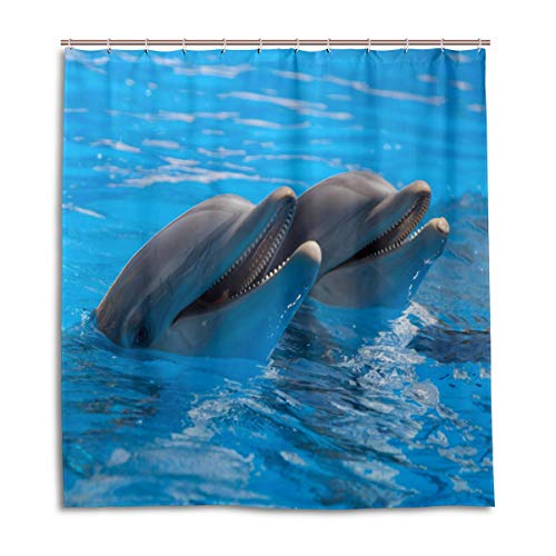 CPYang Duschvorhang, süßes Tier, Delfin, wasserdicht, schimmelresistent, Badvorhang, Heimdekoration, 168 x 182 cm, mit 12 Haken von CPYang