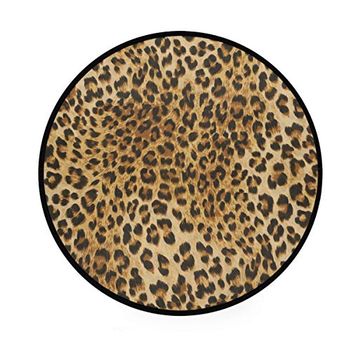 CPYang Teppich mit Leopardenmuster, rutschfest, rund, für Wohnzimmer, Schlafzimmer, Flur, Heimdekoration, Durchmesser 92 cm von CPYang