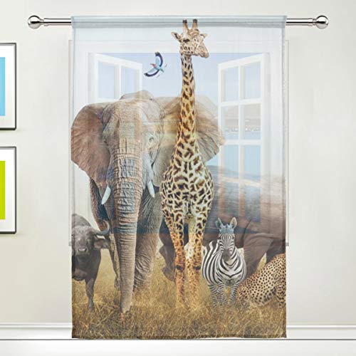 CPYang Durchscheinender Vorhang mit Afrika-Motiv, Elefant, Giraffe, Zebramuster, Voile, Fenstervorhang, Vorhänge für Wohnzimmer, Schlafzimmer, Tür, Küche, 140 x 198 cm, 1 Stück CPYang Durchscheinender Vorhang mit Afrika-Motiv, Elefant, Giraffe, Zebramuster, Voile, Fenstervorhang, Vorhänge für Wohnzimmer, Schlafzimmer, Tür, Küche, 140 x 198 cm, 1 Stück von CPYang