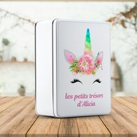 C31 Personalisierte Einhorn-Box Aus Metall, Personalisierbare Keks-Box, Andenken-Box, Personalisierte Kuchen-Box, Zucker-Box C31 Personalisierte Einhorn-Box Aus Metall, Personalisierbare Keks-Box, Andenken-Box, Personalisierte Kuchen-Box, Zucker-Box von CPersonnalisable