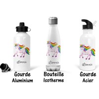 C76 Aluminiumflasche, Stahlflasche, Thermosflasche Zur Personalisierung Des Einhorns, Personalisiertes Geschenk, Wiederverwendbares Trinkflasche Mit von CPersonnalisable