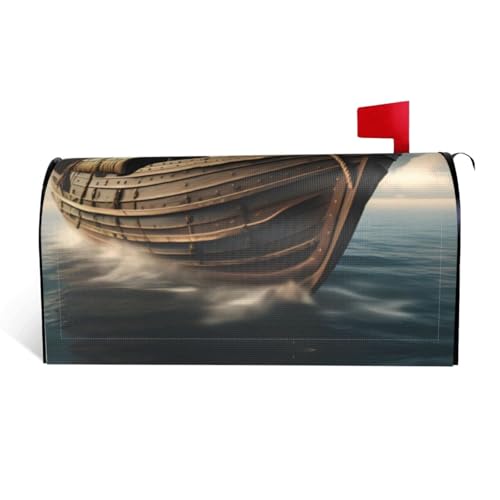 Briefkastenabdeckung, 64,8 x 53,3 cm, Briefkastenabdeckungs-Set mit Aufdruck "Holiday & Welcome Old Viking Boat Print", strapazierfähiges Oxford-Gewebe Briefkastenabdeckung, 64,8 x 53,3 cm, Briefkastenabdeckungs-Set mit Aufdruck "Holiday & Welcome Old Viking Boat Print", strapazierfähiges Oxford-Gewebe von CPyuqw