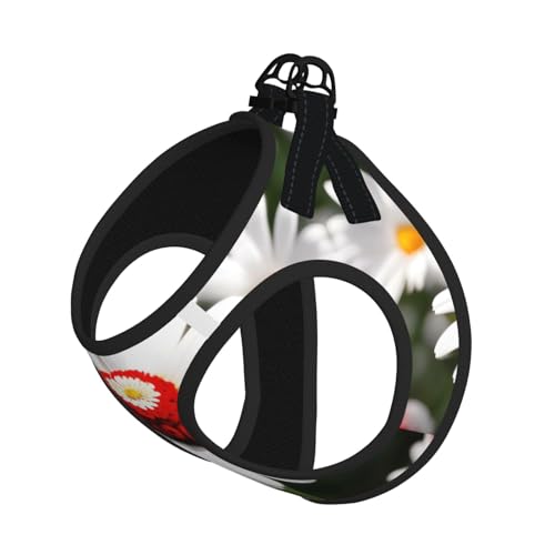 L Haustier-Leine, Weste und Hundegeschirr, kleine Größe, mit Blume und weißem Gänseblümchen-Druck, mit Schnalle, Hundebegleiter, Outdoor-Reisen von CPyuqw