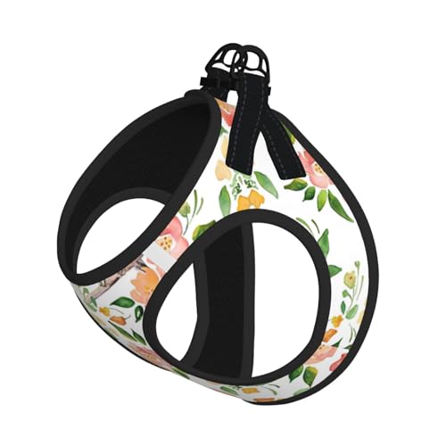 L Haustier-Leine, Weste und Hundegeschirr, kleine Größe, mit Blumen- und Vogeldruck, mit Schnalle, Hundebegleiter, Outdoor-Reisen von CPyuqw