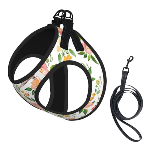L Haustier-Leine, Weste und Hundegeschirr, kleine Größe, mit Blumen- und Vogeldruck, mit Schnalle, Hundebegleiter, Outdoor-Reisen von CPyuqw