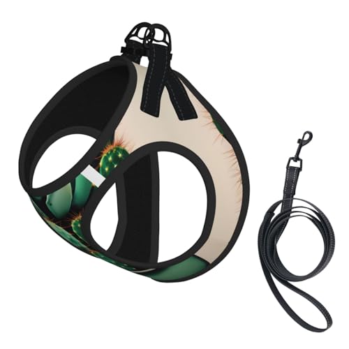 M Haustier-Leine, Weste und Hundegeschirr, kleine Größe, Kaktus-Kunstdruck, Leinen-Set mit Schnalle, Hundebegleiter, Outdoor-Reisen von CPyuqw