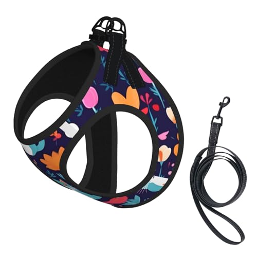 M Haustier-Leine, Weste und Hundegeschirr, kleine Größe, lustige Katzen, Vögel und Blumen, mit Schnalle, Hundebegleiter, Outdoor-Reisen von CPyuqw