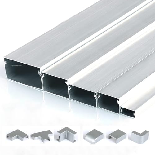 Aluminiumlegierung halbkreis Selbstaufkleberkabel Aluminium-Kabelkanal-Set for Home Office, silberfarben, mehrere Größen, 2 Stück, 1 m(30x15mm) von CQAHDSEVF