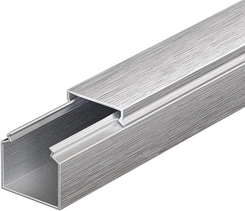 Aluminiumlegierung halbkreis Selbstaufkleberkabel Elektrischer Kabelkanal aus Aluminiumlegierung, selbstklebend, silberfarben, mehrere Größen, 2 Stück, 1 m(50 * 25mm) von CQAHDSEVF