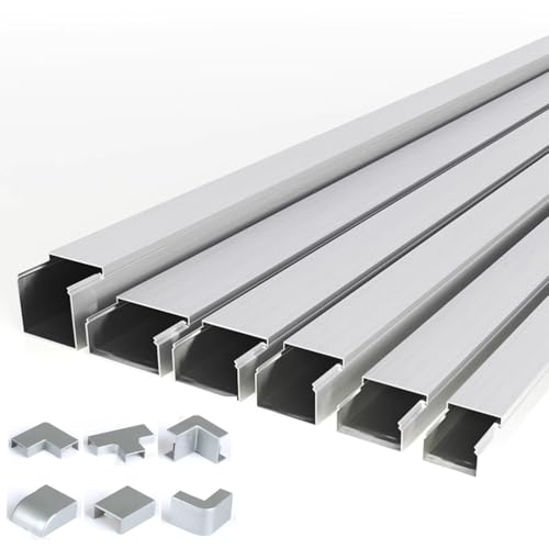 Aluminiumlegierung halbkreis Selbstaufkleberkabel Kabelkanal aus Aluminiumlegierung, silberfarben, mehrere Größen, 2 Stück, 1 m(80x50mm) von CQAHDSEVF