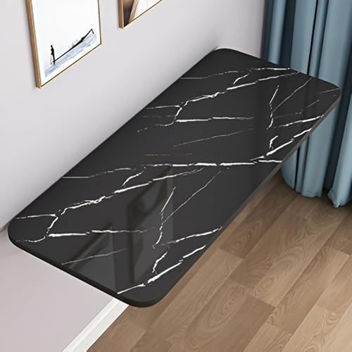 CQAHDSEVF Klappbarer Schreibtisch zum Aufhängen, An der Wand befestigter Klapptisch, herunterklappbarer Schreibtisch, Kleiner hängender, perfekte Ergänzung(Black Stone Grain Color,60 * 40cm) von CQAHDSEVF