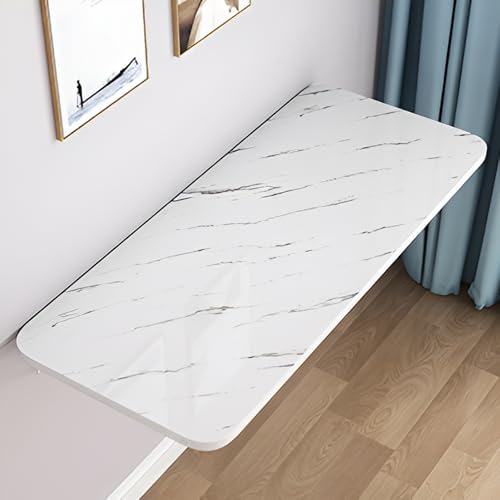 CQAHDSEVF Klappbarer Schreibtisch zum Aufhängen, An der Wand befestigter Klapptisch, herunterklappbarer Schreibtisch, Kleiner hängender, perfekte Ergänzung(White Stone Grain Color,50 * 30cm) von CQAHDSEVF