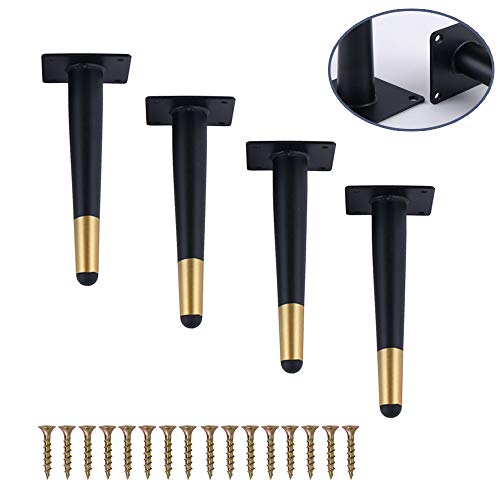 CQAHDSEVF Möbel Beine, Möbelbeine aus Metall for Sofa, Tisch, Schrank, 15–25 cm, Schwarz, 4 Stück(9.84"(25cm)) von CQAHDSEVF