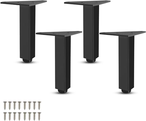 CQAHDSEVF Möbel Beine, Packung mit 4 verstellbaren Möbelbeinen aus Aluminiumlegierung, Schwarzgold, mehrere Größen mit Schrauben(Black,45cm(17.7in)) von CQAHDSEVF