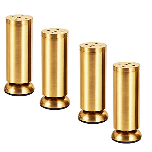 CQAHDSEVF Möbel Beine, Verstellbare Möbelbeine aus Metall, 4er-Pack mit Schrauben, Gold, for Sofa, TV-Schrank von CQAHDSEVF