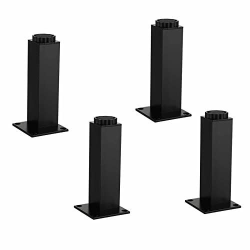 CQAHDSEVF Möbel Beine, Verstellbare Möbelfüße aus Aluminiumlegierung, 4 Stück, 0–5 mm, Mehrfarbig, mehrere Größen(Black,25cm/9.8in) von CQAHDSEVF
