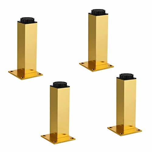 CQAHDSEVF Möbel Beine, Verstellbare Möbelfüße aus Aluminiumlegierung, 4 Stück, 0–5 mm, Mehrfarbig, mehrere Größen(Gold,10cm/3.9in) von CQAHDSEVF