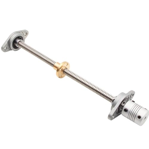Edelstahlgewinde, Horizontaler T8-Schraubensatz mit Gewinde und Spiel T8-Trapezgewindespindelstange 1mm Steigung Gewindespindel Mutternlager Wellenmontage Kupplungssatz(2mm Pitch 12mm Lead,550mm) von CQAHDSEVF