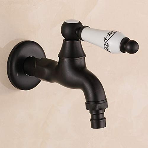 Retro schwarz Wandarmatur antike dekorative Keramik Outdoor Garten Wasserhahn Waschmaschine Wasserhahn kleiner Wasserhahn von CQAZX