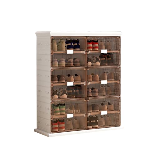 CQCCQ Deckel for Schuhregale, tragbarer Regal-Organizer, Schuhvitrine, Keine Installation erforderlich, einfache Montage for das Schlafzimmer im Eingangsbereich(6 Tiers 12 grids) von CQCCQ