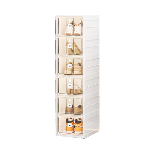 CQCCQ Durchsichtiger, stapelbarer Schuhregal-Aufbewahrungsschrank, tragbarer Regal-Organizer, Faltbare Schuhkartons, platzsparend for das Schlafzimmer im Eingangsbereich(6 Tiers 6 grids) von CQCCQ