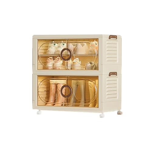 CQCCQ Einfach zu montierender Schuhregal-Organizer, großer zusammenklappbarer Schuhschrank mit magnetischen Türen for den Eingangsbereich und das Wohnzimmer(50cm,4 Tiers (3+1Boots)) von CQCCQ