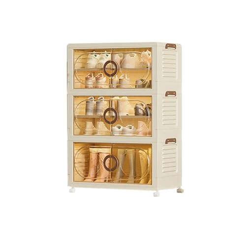 CQCCQ Einfach zu montierender Schuhregal-Organizer, großer zusammenklappbarer Schuhschrank mit magnetischen Türen for den Eingangsbereich und das Wohnzimmer(50cm,6 Tiers (5+1Boots)) von CQCCQ