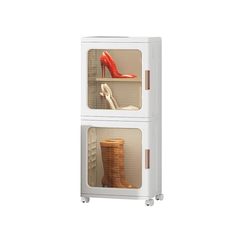 CQCCQ Einfach zu montierendes, faltbares Schuhregal, Schuhaufbewahrungsbox aus Kunststoff, tragbarer Regal-Organizer, platzsparend for den Eingangsbereich und das Wohnzimmer(2 Tiers 2 grids) von CQCCQ