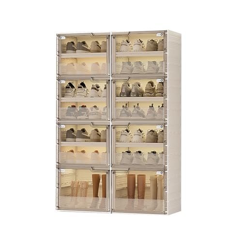 CQCCQ Faltbare Aufbewahrungsbox, Stapelbarer Schuhschrankbehälter aus durchsichtigem Kunststoff mit Deckel, Einfache Montage im Eingangsbereich und Schlafzimmer(7 Tiers (12+2Boots)) von CQCCQ