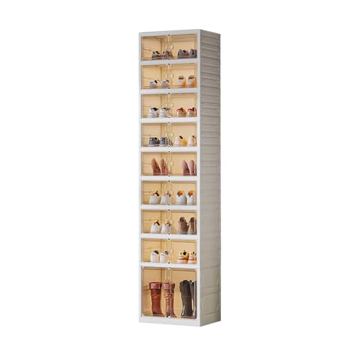 CQCCQ Faltbares Schuhregal, Schuhvitrine ohne Installation mit magnetischer, durchsichtiger Tür, platzsparend for das Schlafzimmer im Eingangsbereich(9 Tiers 9 grids) von CQCCQ