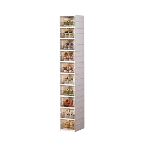 CQCCQ Freistehender Schuhregalschrank mit Deckel, Schuhregal aus Kunststoff for den Eingangsbereich, stapelbarer Organizer-Aufbewahrungsbehälter ohne Montage(10 Tiers 10 grids) von CQCCQ