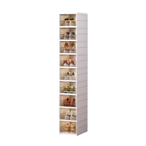 CQCCQ Freistehender Schuhregalschrank mit Deckel, Schuhregal aus Kunststoff for den Eingangsbereich, stapelbarer Organizer-Aufbewahrungsbehälter ohne Montage(9 Tiers 9 grids) von CQCCQ