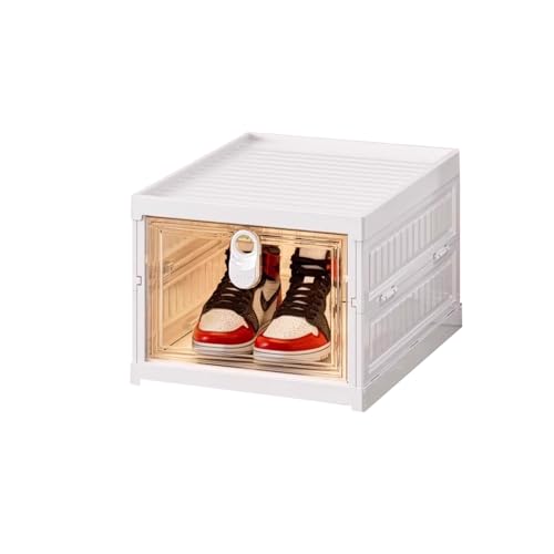 CQCCQ Tragbarer Schuhregal-Organizer, durchsichtiger, stapelbarer Regalschrank, Schuhaufbewahrungsbox mit herunterklappbarer Vorderseite, for das Schlafzimmer im Eingangsbereich(1 Tiers 1 grids) von CQCCQ