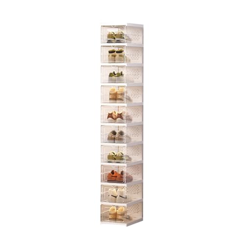 CQCCQ Transparentes Schuhregal mit Deckel, tragbarer Schuhregal-Organizer, Keine Installation erforderlich, platzsparend for das Schlafzimmer im Eingangsbereich(10 Tiers 10 grids) von CQCCQ