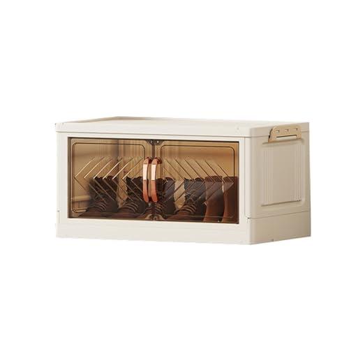 Stapelbarer Schuhschrank aus Kunststoff, zusammenklappbarer Schuhkarton mit transparenten Türen und Rädern, platzsparend for den Eingangsbereich und das Schlafzimmer(Transparent gray,1 Tiers 1 grids) von CQCCQ