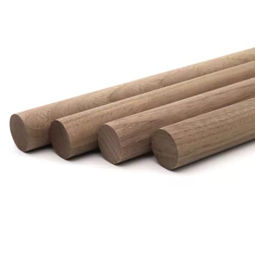 CQCQC Holzstab Walnuss rund Dübel Unbehandelt for Basteln Kleiderstange Gehstock Durchmesser 3-50mm Länge 500mm(15mm*500mm*4pcs) von CQCQC