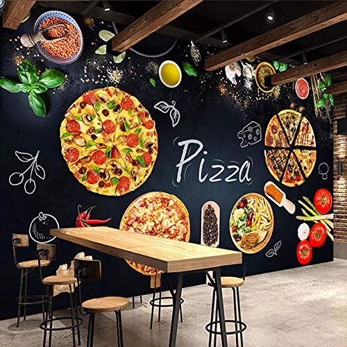 CQDSQN Wandaufkleber Pizzatafelfototapeten-Caférestaurant Tapete Wandgemälde PVC 3D Selbstklebend Modern Kunst Poster Fotos Thema Szene Wandgemälde Zuhause Schlafzimmer Hintergrundwand (B)350x(H)256cm von CQDSQN