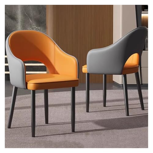 CQDWD Blaue Retro -Esstühle mit Kunstlederpolster, gepolsterter Sitz und Metallbeinen - stilvolle Lounge -Sessel für Wohnzimmer von CQDWD