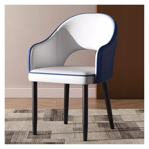 CQDWD Blaue Retro -Esstühle mit Kunstlederpolster, gepolsterter Sitz und Metallbeinen - stilvolle Lounge -Sessel für Wohnzimmer von CQDWD