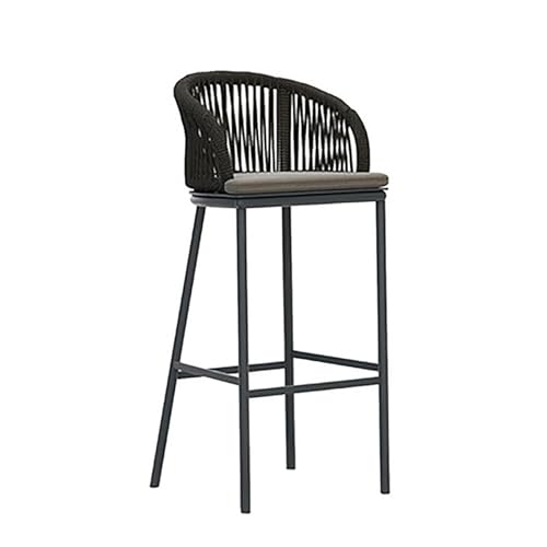 CQDWD Home Decor Rattan Barstools Stuhl mit Fußstütze & Rücken, hohe Barhocker, Küchenbarhocker für das Küchenkneipe Café Frühstückstheke (Größe: B) von CQDWD