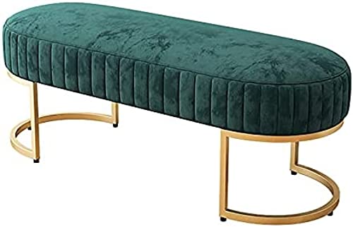 CQDWD Moderne Eingangsschuhbank und Schlafzimmer Ende der Bettbank und Wohnzimmer-Fußstützensofa mit Goldener Basis, Premium-Samtbank Polstert Sitz, Grün, 100x40x32 cm (39x16x13 Zoll) von CQDWD
