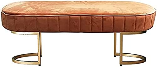 CQDWD Moderne Eingangsschuhbank und Schlafzimmer Ende der Bettbank und Wohnzimmer-Fußstützensofa mit Goldener Basis, Premium-Samtbank Polstertsitz, Orange, 100x40x32 cm (39x16x13 Zoll) von CQDWD