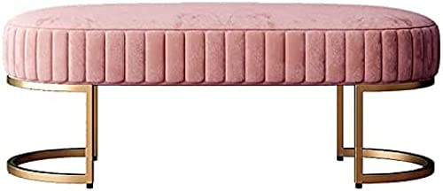 CQDWD Moderne Eingangsschuhbank und Schlafzimmer Ende der Bettbank und Wohnzimmer-Fußstützensofa mit Goldener Basis, Premium-Samtbank Polstertsitz, Pink, 60x40x32 cm (24x16x13inch) von CQDWD