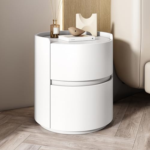 CQDWD Moderne minimalistische Schlafzimmer Massivholzweiß weiße Nachttisch mit Lagerschubladen von CQDWD