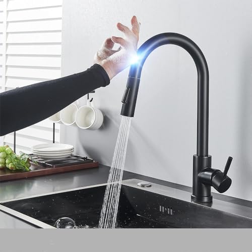 CQDWD Touch Control Kitchen Wasserhahn - empfindlicher Sensormixer Tippen Sie für Küche, schwarzes Gold Finish von CQDWD